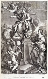 Frontispiz des Werkes von Bianchini über Venus (ca. 1727) - in „Les terres du ciel“ von Camille Flammarion, ed. Marpon & Flammarion, Paris