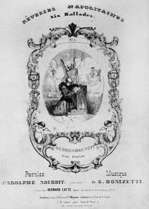 Frontispiz für die Partitur von Reveries Napolitaines, 6 Balladen von Gaetano Donizetti mit Texten von Adolph Nourrit, 1838