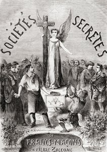 Frontispiz aus Societes Secretes, les Francs Macons, veröffentlicht um 1867