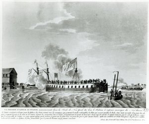 Fultons dampfbetriebenes Kriegsschiff, Fulton der Erste, entworfen und gebaut von Robert Fulton zur Verteidigung von New York im Krieg von 1812