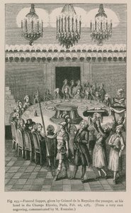 Begräbnismahl, gegeben von Grimod de la Reyniere dem Jüngeren, in seinem Hotel in den Champs Elysees, Paris, 1. Februar 1783 von French School