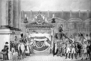 Begräbnis des französischen Königs Ludwig XVIII. (1755-1824) im September 1824 von French School