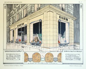 Pelzhändler, Platte 9, Illustration aus Devantures de Boutiques von Louis-Pierre Sezille, Paris, 1927 von French School