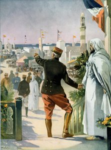 Gesamtansicht der Franco-Marokkanischen Ausstellung in Casablanca, aus Le Monde Illustré, 22. April 1916 von French School