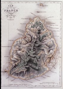 Geografische Karte von Mauritius (ehem. Ile de France) (Gravur)