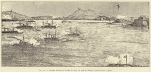 Große Marine-Manöver von 1891 in der Reede von Toulon; die Flotte erzwingt die Passage von French School