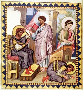 Die Buße Davids, mit David und Nathan, aus einem Psalter, 10. Jahrhundert