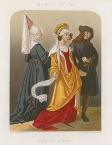 Gruppe von Menschen in Mode des 15. Jahrhunderts