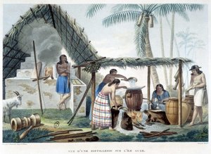 Brennerei auf der Insel Guam. von French School