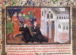 Guillaume de Nangis (gest. 130003) überreicht sein Buch an Philippe IV (1268-1314) le Bel, König von Frankreich von 1285-1314