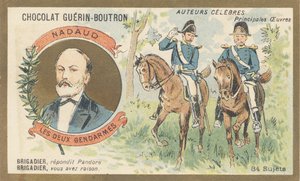Gustave Nadaud (1820-1893), französischer Goguettier, Dichter und Liedermacher, Autor von „Les deux gendarmes“ oder „Pandora“, satirisches Werk, das vom Regime verboten wurde von French School