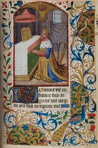 König David, aus Stundenbuch, Gebrauch von Paris, Mitte des 15. Jahrhunderts