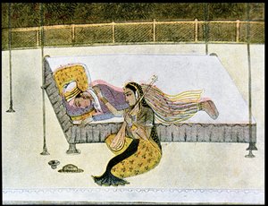Er ist nichts ohne Musik, Illustration für Tausendundeine Nacht, 1895 von French School