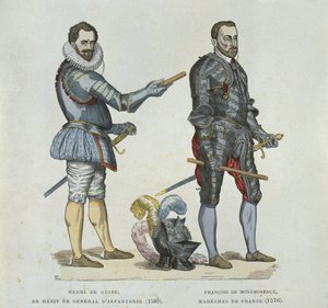 Henri von Guise (1549-88) und Francois de Montmorency (1530-79), aus einem Stich der Zeit von French School