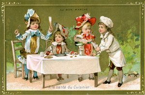 Auf den Koch!, Werbekarte des Bon Marché Kaufhauses, ca. 1890 von French School