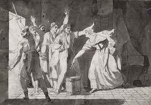 Heldentum einer Frau, die sich Vendée-Räubern stellt, nachdem sie die Kontrolle über Saint-Mithier erlangt hat, 1793
