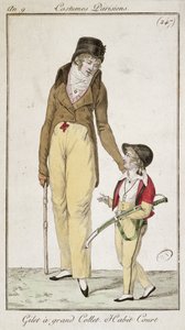 Hoher Kragen und kurzer Morgenmantel, aus Costumes Parisiens, 1801 von French School