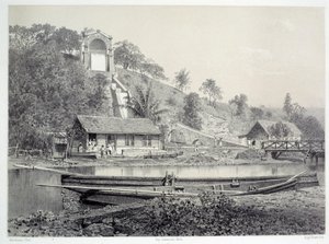 Geschichte der französischen Kolonien: Ansicht des Wasserturms oder Gueydon-Kanals in Fort-de-France auf Martinique (Antillen), späte 19. Jahrhundert