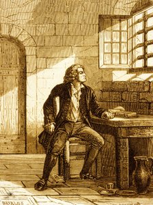 Honore-Gabriel Riquetti, Graf von Mirabeau im Fort de Joux im Jahr 1775 (Gravur) von French School