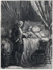 Honoré Gabriel Riqueti, Graf von Mirabeau (1749-1791) auf seinem Sterbebett mit seinem Arzt Georges Cabanis (1757-1808) im Jahr 1791