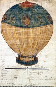 Heißluftballon der Brüder Montgolfier. Originalzeichnung. 1782
