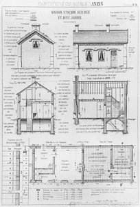 Arbeiterhäuser in Anzin, Tafel 9 aus Les habitations ouvrieres en tous pays, Situation en 1878, Avenir von Emile Muller und Emile Cacheux, Paris, veröffentlicht 1879 von French School