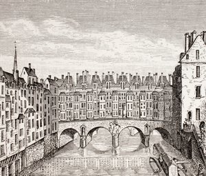 Häuser auf der Saint-Michel-Brücke, Paris, 1875