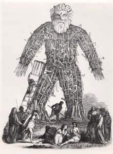 Menschenopfer durch gallische Druiden in einem Weidenmann, aus Magasin Pittoresque, 1833 von French School