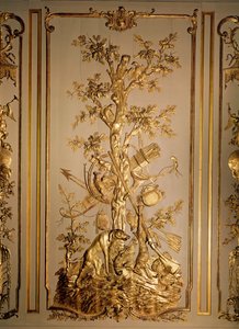 Jagdszene, Holzvertäfelung ursprünglich aus dem Speisesaal des Hotel des Etats du Languedoc