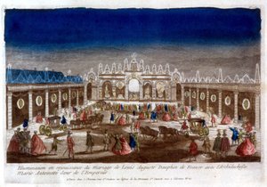 Beleuchtung zur Feier der Hochzeit von Louis Auguste, Dauphin von Frankreich (Louis XVI), mit Erzherzogin Marie Antoinette, Schwester des Kaisers - Gravur