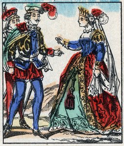 Illustration der Geschichte „Die Abenteuer von Grand Flandrin“. Holzstich aus Imaging Pellerin - Epinal, sp. 19. Jahrhundert. von French School