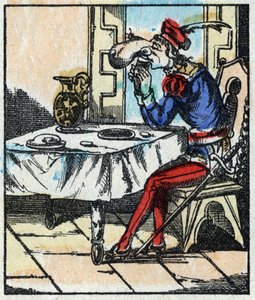 Illustration des Märchens „Die Abenteuer von Grand Flandrin“. Holzschnitt von Imaging Pellerin - Epinal, sp. Ende des 19. Jahrhunderts von French School