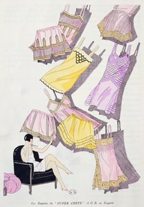 Illustrationen von Dessous aus dem Modemagazin Art, Gout, Beaute, Juli 1926 von French School