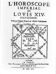 Kaiserliches Horoskop von Ludwig XIV. von Michel Nostradamus, veröffentlicht von François Huart in Paris 1652