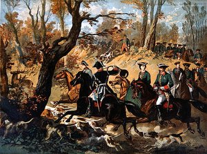 Kaiserliche Hirschjagd im Wald von Compiegne, ca. 1860 von French School