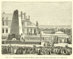 Einweihung der Büste von Marat, Place de la Réunion, Carrousel, am 2. August 1793