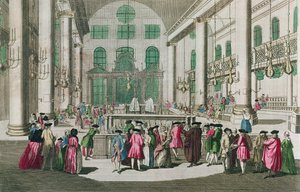Innenansicht einer Synagoge während des Purim-Festes