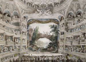 Innenansicht des Théâtre de la Comédie-Française im Jahr 1791, nach einem Original-Aquarell