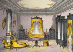 Innenansicht mit Möbeln aus einer französischen Zeitschrift, 1850er Jahre