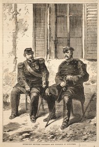 Interview zwischen Napoleon und Bismarck in Doncherry, Illustration aus Cassells Geschichte des Krieges zwischen Frankreich und Deutschland, 1870-1871