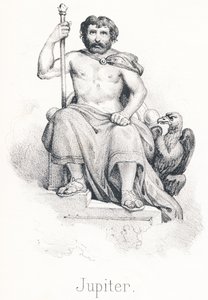 J Jupiter: Sohn von Saturn und Rhea, Bruder von Titan, er wurde von der Ziege Amalthea ernährt von French School