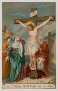 Jesus stirbt am Kreuz. Die zwölfte Station des Kreuzwegs von French School