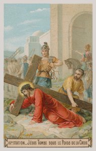 Jesus fällt zum ersten Mal unter dem Kreuz. Die dritte Station des Kreuzwegs