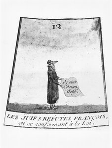 Jude als französischer Bürger anerkannt, Illustration aus einem Schlangen-und-Leitern-Spiel, ca. 1790-92 (Detail)