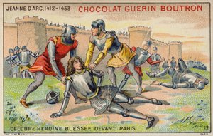 Johanna von Orleans verwundet vor den Mauern von Paris (Chromolithografie)