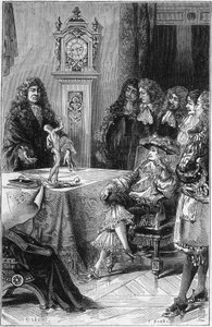 Joseph Guichard Du Verney (1648-1730) gibt dem Herzog von Burgund Louis von Frankreich (1682-1712) eine Anatomielektion. 18. Jahrhundert. Gravur von 1878. von French School