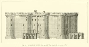 Die Bastille, von der Stadtseite, Faksimile einer Platte von Du Cerceau, 1575 von French School