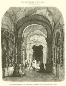 Die St.-Antonius-Kapelle aus Salz in den Minen von Wieliczka (Gravur) von French School