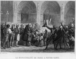 Die Stadtverwaltung von Paris in Notre-Dame - in „Revolution francaise“ von Thiers. 19. Jahrhundert von French School