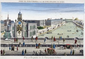 La Samaritaine (Wasserpumpe) auf der Pont Neuf in Paris - optische Ansicht von French School